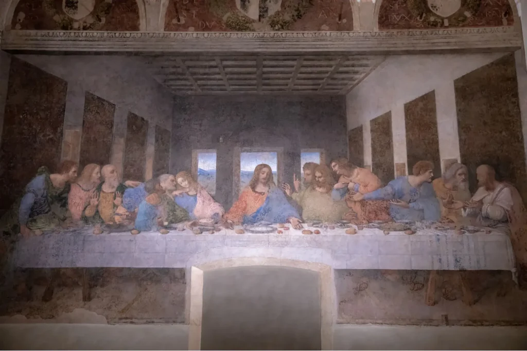 Nell'immagine, un primo piano dell'Ultima Cena di Leonardo da Vinci.